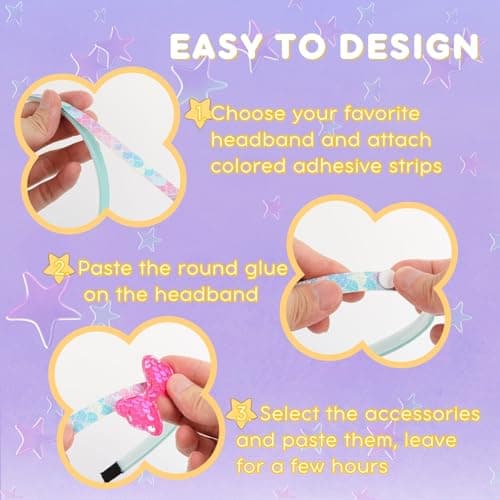 Kit de Fabrication de Bandeaux pour Filles, Accessoires pour Cheveux Bricolage, Jouet pour Enfant 5-12 Ans, Serre Tête Bricolage, Bandeau Artisanat Filles, Cadeau Creatif pour Fille Enfant