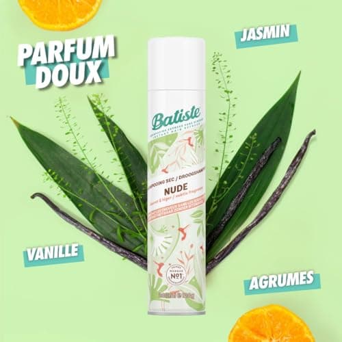 Batiste Shampooing Sec, Nude, Rafraichit les Cheveux et Apporte du Volume, Parfum Frais et Léger, Absorbe Excès de Sebum, Sans Rinçage, 200ml