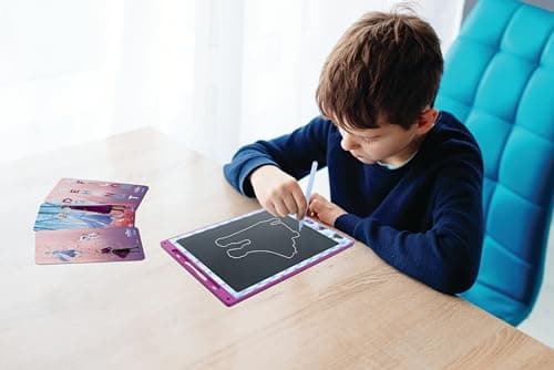 Lexibook, Ardoise Magique La Reine des Neiges, Jouet Artistique et créatif pour Filles et garçons, Format A4 avec dessins multicolores, Violet/Bleu, CRT10FZ