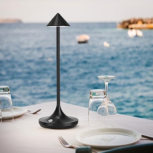 Hapfish lampe de table sans fil rechargeable LED, 6000mAh lumiere bureau élégante et simple, 3 températures de couleur, dimmable, pour chevet, restaurant, exterieur, terrasse, interieur, cuisine