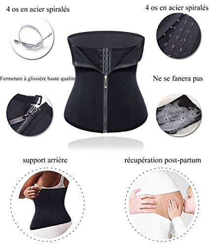 Chumian Femme Gaine Amincissant Corset Serre Taille Body Sculptant pour Ventre Plat Minceur Shapewear (Noir, L)