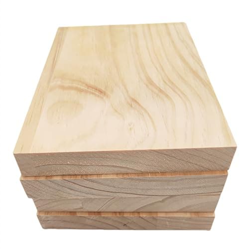 Lot de 4 blocs de bois brut pour travaux manuels, 20 x 15 x 2,5 cm, planches de bois rectangulaires vierges pour sculpture, peinture et gravure sur bois