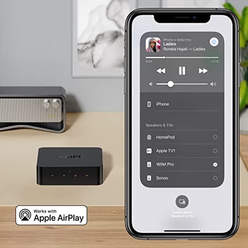 WiiM Pro Récepteur AirPlay 2, Google Cast Audio, Streamer Multi-pièces WiFi, Compatible avec Alexa, Siri et Google Assistant, Diffusion Audio Haute résolution à partir de Spotify, Amazon Music, Tidal