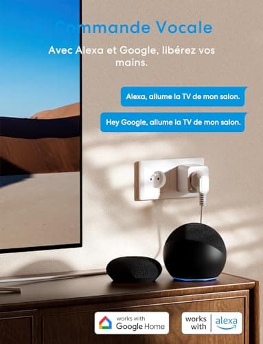 Meross Prise Connectée (FR), 16A Prise WiFi Compatible avec Alexa et Google Home, Lot de 2 Prise Mesure Consommation Intelligente avec Commande Vocale, Contrôle à Distance et Configuration Bluetooth