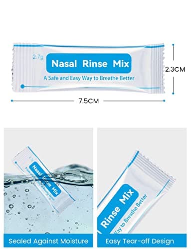 Pitasha sinus Flush Supplement, 40 Sachets de Sels de Rinçage des Sinus, Emballés Séparément
