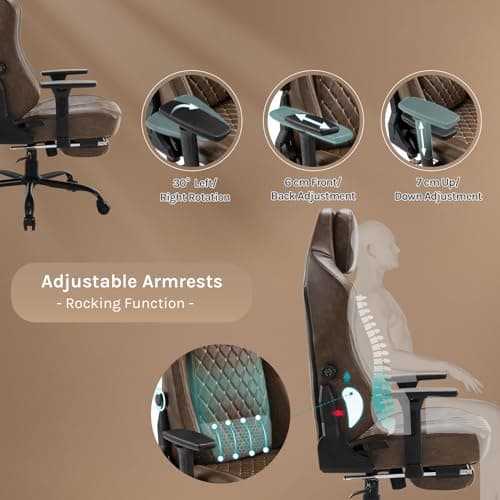 WOLTU Chaise Gaming, Chaise de Bureau Gamer Ergonomique avec Éponge intégrée Longue durée et Support Lombaire adaptatif, Inclinable, Similicuir Vintage, Brun, GS13br