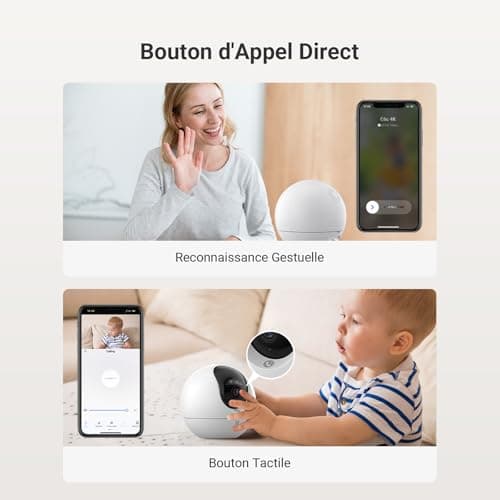 EZVIZ C6c 2K Caméra Surveillance WiFi Intérieure, Caméra 360° avec Détection Humaine AI, Suivi Intelligent, Audio Bidirectionnel, Vision Nocturne Couleur avec Lentille Starlight pour Bébé/Animaux
