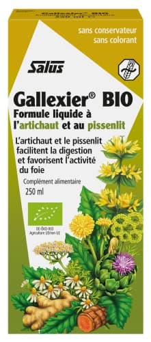 Salus Gallexier Bio - Complément Alimentaire Liquide à Base de Pissenlit et d'Artichaut et 12 Extraits Végétaux - Facilite la Digestion et le Bon Fonctionnement du Foie et de l'Estomac - 250 ml