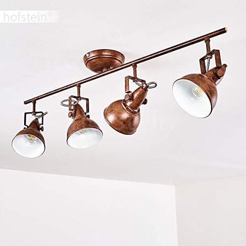 Plafonnier Tina en métal finitions rouille, luminaire de plafond à 4 spots orientables pour ampoules E14, ampoule(s) non incluse(s)