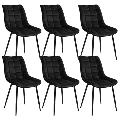 WOLTU 6X Chaise de Salle à Manger Chaise Design Moderne Assise en Velours Bien rembourrée Cadre en métal,Noir BH142sz-6