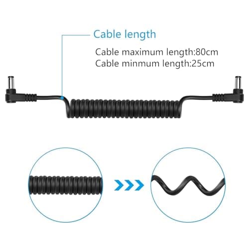GINTOOYUN DC 5.5mm X 2.1mm 90 degrés mâle à mâle câble dc5521 Angle Droit Bobine Adaptateur d'alimentation rallonge pour CCTV Surveillance, caméras de sécurité,etc (Pack de 2)