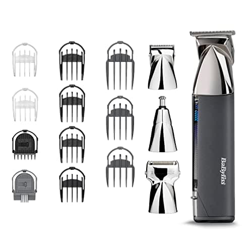 BaByliss - MT996E - Tondeuse multifonctions 15 en 1 Sans Fil Super-X Metal, Lames en acier japonais ultra-précises, 4 têtes magnétiques interchageables, 100% waterproof