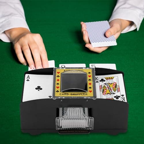 SUNJULY Mélangeur de Cartes Automatique à 2 Jeux, Mélangeur de Cartes Électrique, Mélangeur de Cartes Rapide à Piles, Outil de Jeu pour Casino, Maison, Fête, Jeux De Société