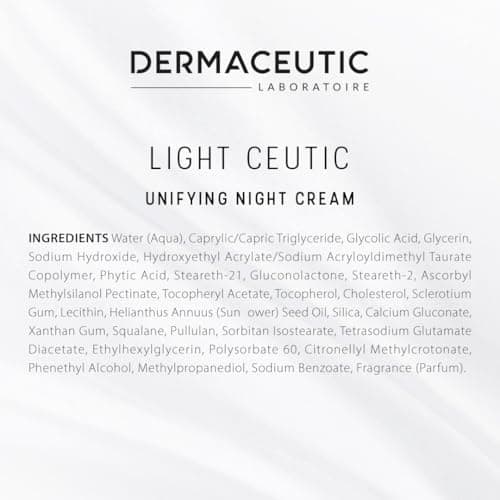 Light Ceutic de Dermaceutic - Crème de nuit unifiante contenant de l'Acide Glycolique en solution, de l'Acide Phytique en solution et un Complexe de Vitamine C - 40ml