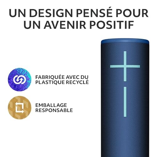 Ultimate Ears MEGABOOM 4, Enceinte Bluetooth Portable étanche avec Un Son Puissant à 360 degrés, Enceinte Flottante offrant Une autonomie de 20 Heures et Une portée de 45 m - Bleu