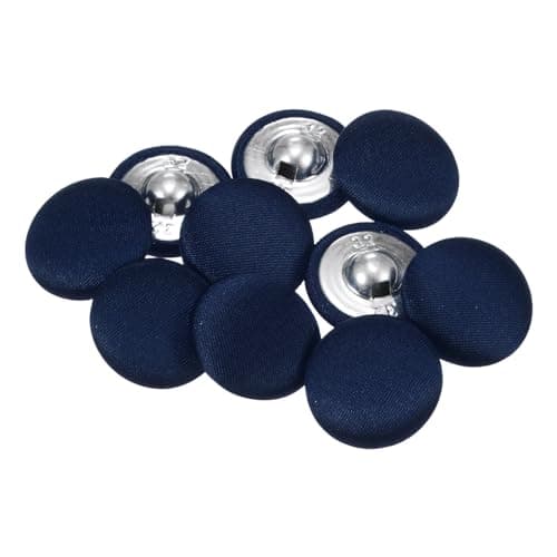 QUARKZMAN 10Pcs Boutons de Couture en Tissu Recouvert de 32L, de 20mm de Diamètre, avec Une Tige en Plastique pour Costumes, Robes, Blouses, Couleur Bleu Marine