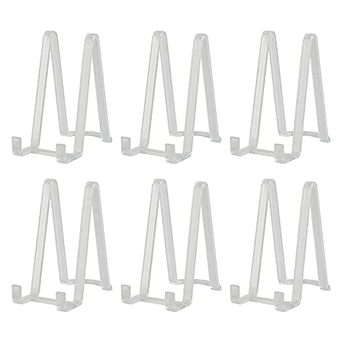 Chevalet Support Assiette Decorative - Porte Assiette | Presentoir Cadre Photo Livre de Table- Chevalet Presentation Plastique - 15 cm (6 pièces)