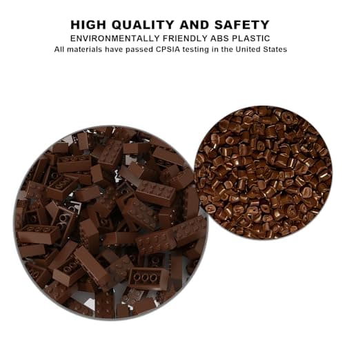 TTEHGB TOY Bloc de brique classique en vrac 2 x 4, 300 pièces marron brique de construction, compatible avec les pièces Lego et pièces 3001 (couleur: marron)