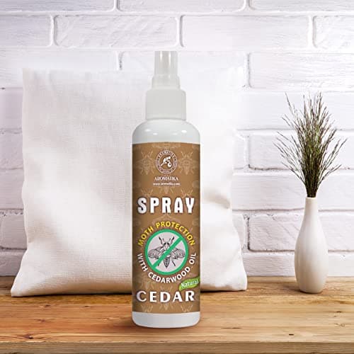Spray A/M aux Huiles Essentielles de Bois de Cèdre et Citron 250ml - Protection Naturelle Contre les Mites - Dissuasion des Mites pour Penderies - Piège à Mites - Sans Produits Chimiques