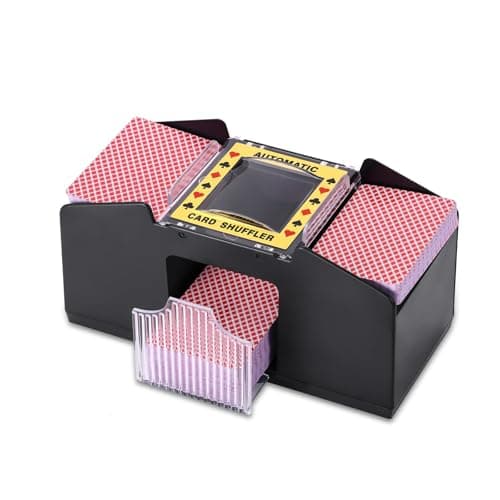 SUNJULY Mélangeur de Cartes Automatique à 2 Jeux, Mélangeur de Cartes Électrique, Mélangeur de Cartes Rapide à Piles, Outil de Jeu pour Casino, Maison, Fête, Jeux De Société