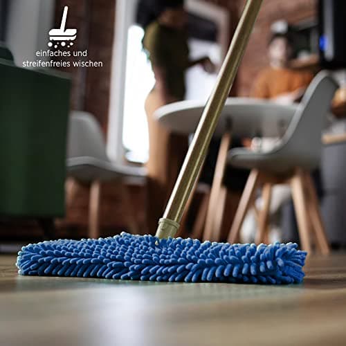 BiOHY Lot de 3 serpillères 40 cm | serpillière chenille | serpillière microfibre bleu (lot de 3) | Idéal pour le nettoyage des surfaces délicates et lisses.