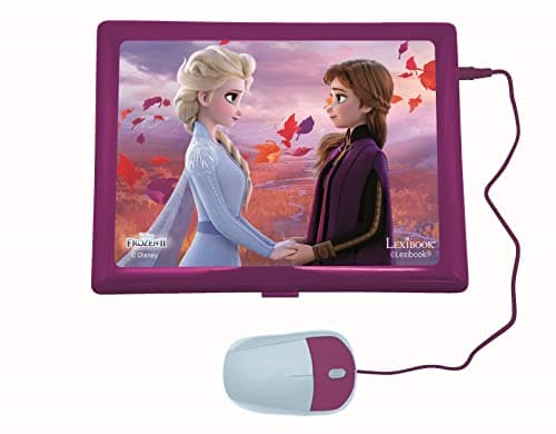 Lexibook, La Reine des Neiges, Ordinateur Éducatif Bilingue FRANÇAIS/Anglais, Jouet Filles avec 124 Activités pour Apprendre, S'amuser et Jouer du Piano, Bleu/Violet, JC598FZi1