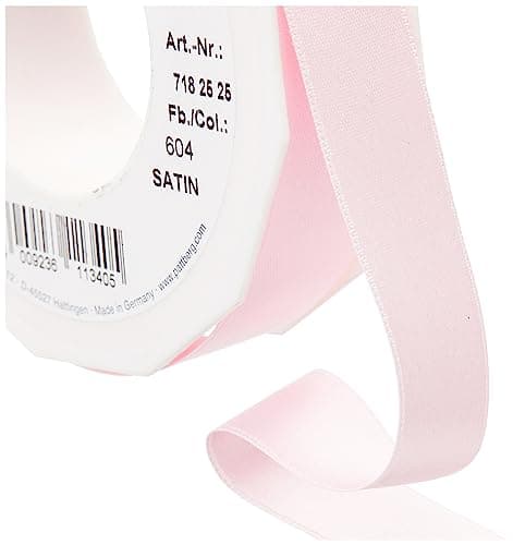 PRÄSENT C.E. Pattberg Satin Rose Clair, Rouleau de 25 m de Ruban Satinée pour Emballage Cadeau, Largeur 25 mm, Accessoire de Décoration et Bricolage, Ruban Décoratif pour Présents, en Toute Occasion