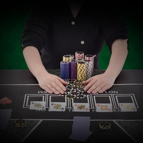 VEVOR Mallette de Poker 500 Jetons de Poker en Argile et ABS 14 g 40x3,3 mm avec 2 Jeux de Cartes Texas Hold'em 1 Bouton de Croupier et 2 Boutons Blind pour Blackjack Jeux de Hasard Casino à Domicile