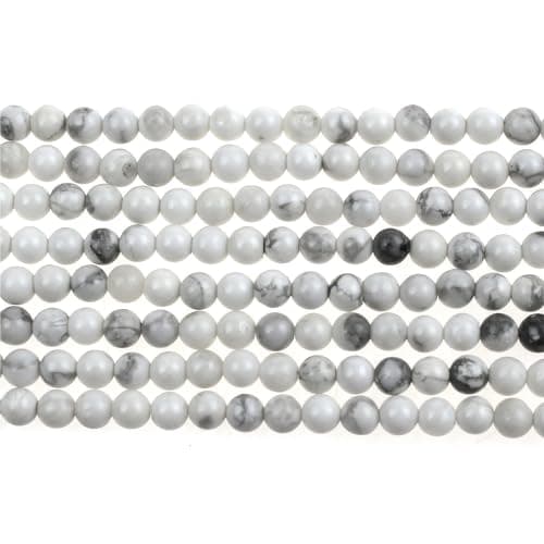 MJDCB 225pcs Petites Perles de Pierre Naturelle 3mm Howlite Blanc Pierres Précieuses Ronde Lisse en Vrac pour La Fabrication de Bijoux Bracelets Boucles D'oreilles Colliers Accessoires