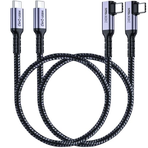 SUMPK Short USB 4 fils à angle droit [50cm 2 Pack], charge rapide 240w avec transfert de données haute vitesse 40gbps et affichage vidéo 8K