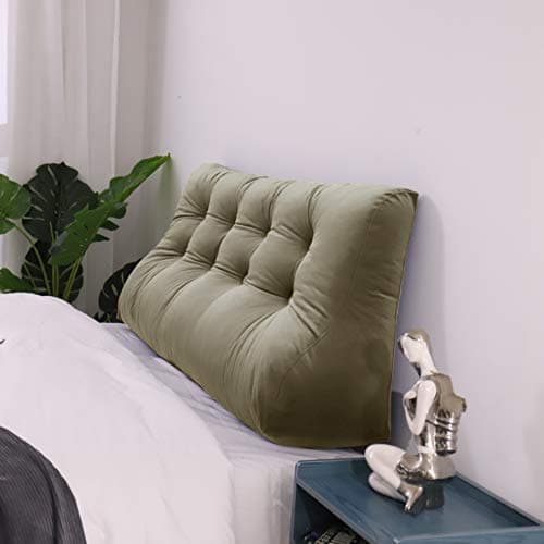 Johnear Coussin de Dossier Haut rembourré pour canapé lit Dossier Grand Triangle, Double Boutonnage Oreiller lit Coussin de Lecture, Coussin Lombaire, Coussin de Dos en Velours (Chameau 140cm)