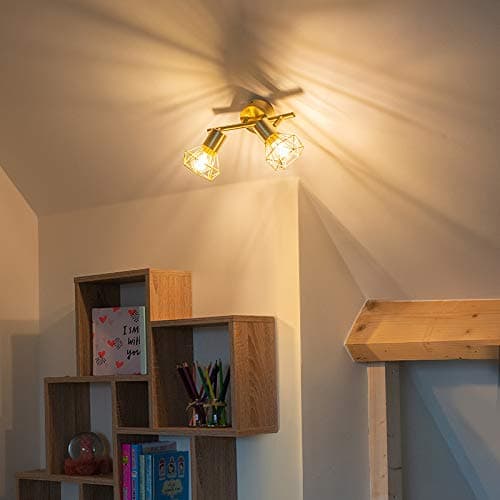 QAZQA mosh - Spot plafond, plafonnier - 2 lumière - L 34 mm - Laiton - Moderne - éclairage intérieur - Salon I Chambre I Cuisine I Salle à manger