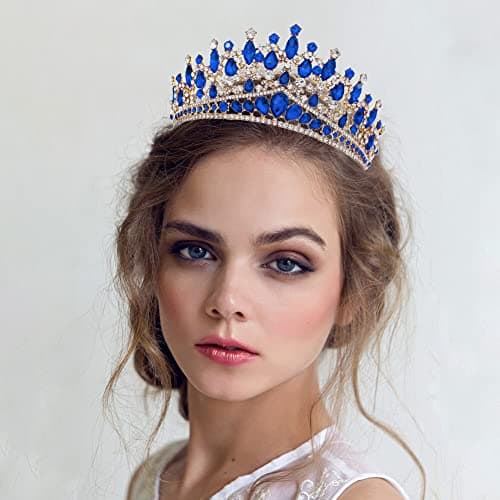 URFEDA Tiara Cristal Couronne, Couronne De Mariée Strass, Couronne De Princesse Femme, Adult Cheveux Accessoires Vintage Cadeau pour Mariage, Dîters, FêTes, Cérémonies, Cadeau d'anniversaire, Argent