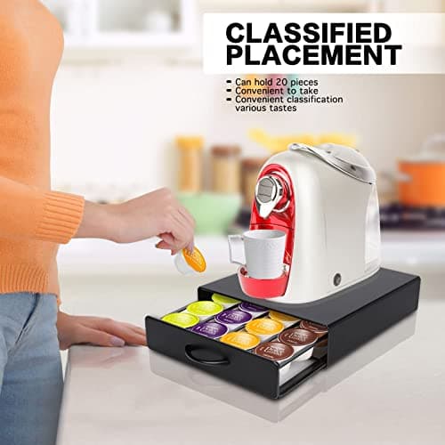 Masthome Porte Capsule Dolce Gusto, Support Porte Dosette/Capsules de Café, Capacité 20 Capsules, Tiroirs de Rangement pour Cuisine de Comptoir à Domicile, Offre 1 Chiffon de Nettoyage