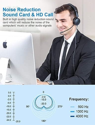 New bee Casque PC Filaire avec Micro Casque USB/3,5 mm Annulation du Bruit & Son Stéréo Clair Oreillette Business pour SoftPhone Skype en Ligne Centre d'appels Téléphoniste(1 pièce)