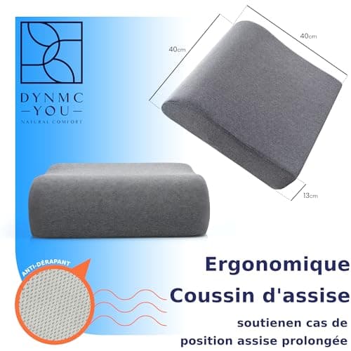 DYNMC you Confortable Coussin Rehausseur Chaise Adulte - Housse Oeko-TEX - Coussin de Chaise Epais de 13cm - Coussin Ergonomique Voiture, Fauteuil de Bureau - Coussin Siege Auto, Bureau de Gris