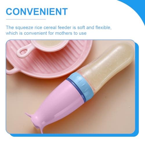 KXUSW Cuillère à Presser En Silicone Pour Bébé 90 ml,Biberon Cuillere Bebe,Biberon Cuillère,Squeeze Bouteille Alimentation à La Cuillère,Convient Aux Enfants De Plus De 3 Mois(Rose)