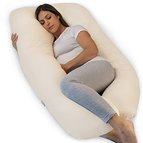 Pharmedoc Coussin de Grossesse - Natural en Coton Bio, Coussin Allaitement en Forme de U, Oreiller de Grossesse & Soutien de Maternité - Coussin Femme Enceinte