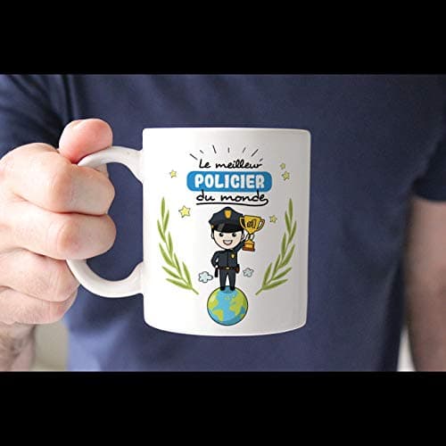 Mugffins Policier Tasses Originales de café et Petit-déjeuner à Donner Travailleurs Professionnels - Meilleur Policier du Monde - Céramique 350 ML