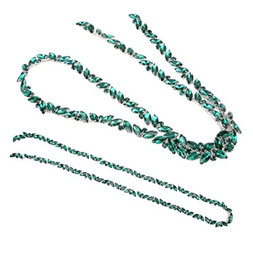 Chaîne en strass, chaîne en verre à franges en strass pour la fabrication de bijoux à bricoler soi-même, couture artisanale, breloques de chaussures, décoration de mariage(Vert)