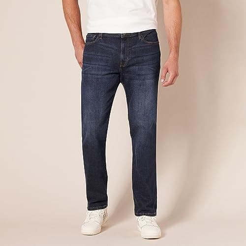 Amazon Essentials Jean Slim - couleurs abandonnées Homme, Bleu Foncé Vintage, 33W / 32L