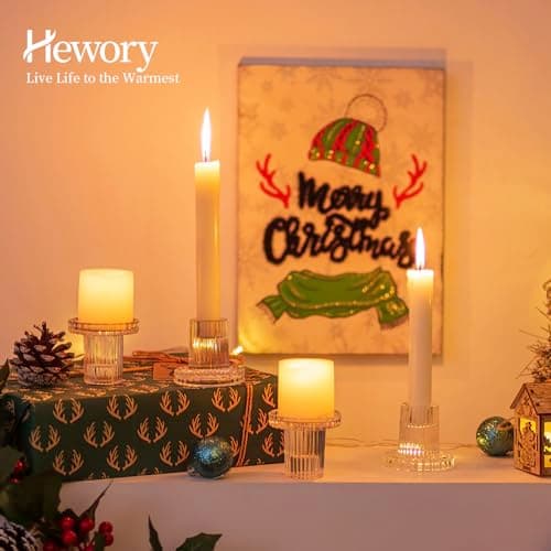 Hewory Lot de 20 bougeoirs en verre pour bougies piliers, bougies votives modernes nervurées pour décoration d'intérieur, fête de Noël