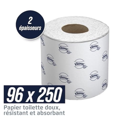 Papier toilette 2 épaisseurs Kleenex 8438 - 96 petits rouleaux x 250 feuilles (24 000 au total)