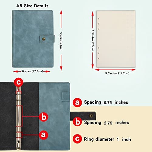 Wonderpool Carnet de notes rechargeable en cuir - Papier à pois intérieur en cuir véritable pour le travail de voyage et l'organisateur (Vert, A5)