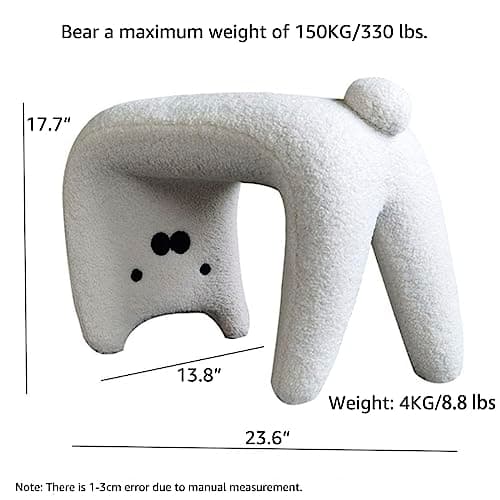 Telomat Chaise de coiffeuse sans accoudoirs en fausse fourrure pelucheuse – Chaise d'entrée en forme de chat mignon, repose-pieds pour femmes et filles, convient pour le salon, la chambre à coucher,