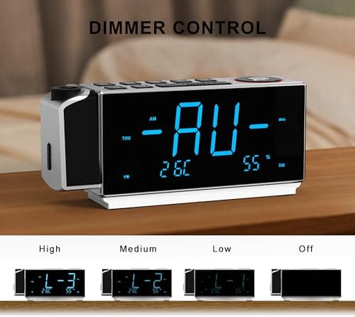 iTOMA Réveil de Projection avec Radio FM, Chargement USB, écran LED de 1,8 Pouces, Veilleuse, Double Alarme, Snooze, Contrôle de Gradation, Radio - Réveil de Chevet CKS509