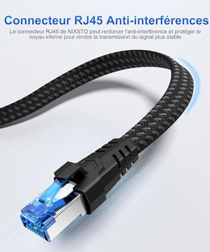 Câble Ethernet Cat 8- 0.5M 1M 5M 10M 15M 20M 30M Câble de Réseau, 40Gbps 2000MHz Haute Vitesse Câble Internet, Plat RJ45 Gigabit POE Nylon Tressé Câble LAN pour PC,TV,Modem,Cadeau pour les joueurs