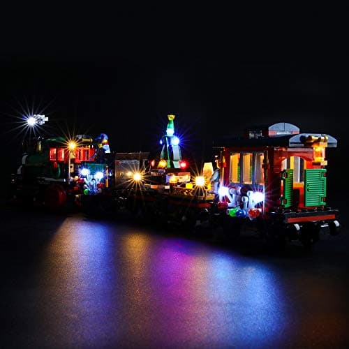 BRIKSMAX Kit de LED pour Lego Train de Noël Festif Creator,Compatible avec la Maquette Lego 10254, La Maquette de Construction n'est Pas Incluse