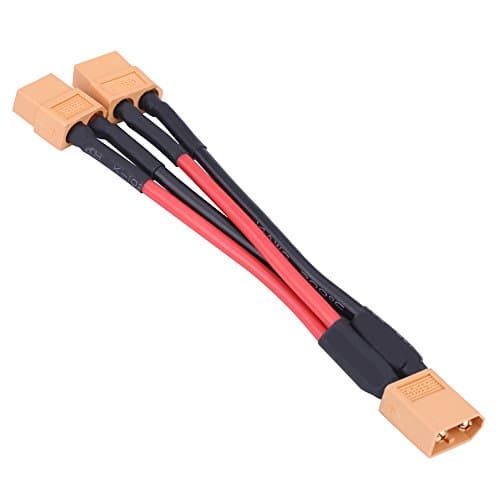 2Types 60 Adaptateur de connecteur de Pack de Batterie parallèle Câble 14AWG Câble d'adaptateur parallèle Remplacement pour RC Lipo(1 Female to 2 Male)