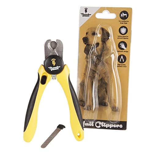 Thunderpaws Coupe-griffes professionnel pour chien avec dispositif de protection, fermeture de sécurité et lime-griffes - Convient pour les races de chiens de taille moyenne et grande